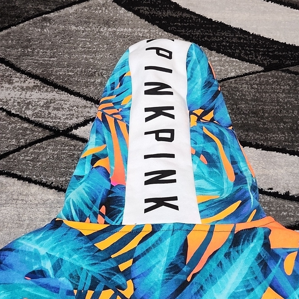 VS PINK 2018 CAMPUS FIT FULL-ZIP NEON TROPICAL PRINT HOODIE SWEATSHIRT J… - Picture 11 of 14